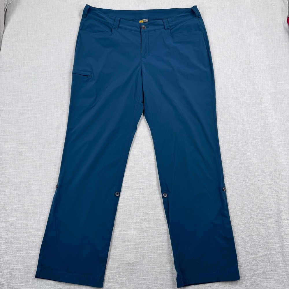 Eddie Bauer First Ascent Hiking Pants Women 16W Teal Blue Roll Up Hiking Travel